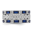 Cheryl M Sterling Silver Rhodium-plated Emerald-cut & Brilliant-cut Blue and White CZ Three Piece Eternity Ring Set