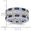 Cheryl M Sterling Silver Rhodium-plated Emerald-cut & Brilliant-cut Blue and White CZ Three Piece Eternity Ring Set