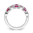 Cheryl M Sterling Silver Rhodium-plated Fancy Brilliant-cut Lab Created Ruby and Brilliant-cut White CZ Ring