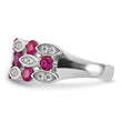 Cheryl M Sterling Silver Rhodium-plated Fancy Brilliant-cut Lab Created Ruby and Brilliant-cut White CZ Ring