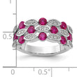 Cheryl M Sterling Silver Rhodium-plated Fancy Brilliant-cut Lab Created Ruby and Brilliant-cut White CZ Ring