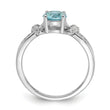 Cheryl M Sterling Silver Rhodium-plated Brilliant-cut Blue Glass and White CZ Ring
