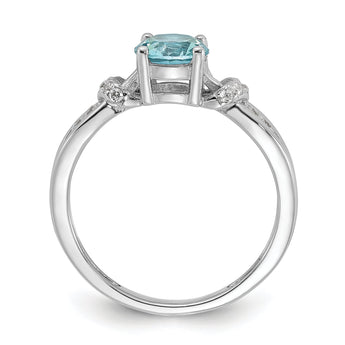 Cheryl M Sterling Silver Rhodium-plated Brilliant-cut Blue Glass and White CZ Ring