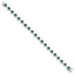 Cheryl M Sterling Silver Rhodium-plated Fancy Cushion-cut Green Glass and Brilliant-cut White CZ 7.5 Inch Bracelet