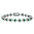 Cheryl M Sterling Silver Rhodium-plated Fancy Cushion-cut Green Glass and Brilliant-cut White CZ 7.5 Inch Bracelet