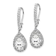 Cheryl M Sterling Silver Rhodium-plated Checkerboard-cut Pear Shaped and Brilliant-cut CZ Halo Kidney Wire Dangle Earrings - Birthstone Company