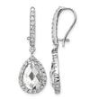 Cheryl M Sterling Silver Rhodium-plated Checkerboard-cut Pear Shaped and Brilliant-cut CZ Halo Kidney Wire Dangle Earrings - Birthstone Company