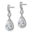 Cheryl M Sterling Silver Rhodium-plated Brilliant-cut CZ Teardrop and Bezel Halo Post Dangle Earrings - Birthstone Company