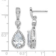 Cheryl M Sterling Silver Rhodium-plated Brilliant-cut CZ Teardrop and Bezel Halo Post Dangle Earrings - Birthstone Company