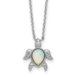 Cheryl M Sterling Silver Rhodium-plated Polished Lab Created Opal and CZ Turtle Necklace 18 in - Birthstone Company