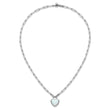 Cheryl M Sterling Silver Rhodium-plated Polished Created Opal Heart Paperclip Link Necklace 18 in - Birthstone Company