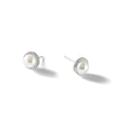 Cheryl M Sterling Silver Rhodium-plated Polished Freshwater Cultured Pearl and CZ Halo Post Earrings - Birthstone Company