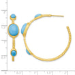 Cheryl M Sterling Silver Gold-plated Brushed and Hammered Lab Created Turquoise Post C-Hoop Earrings - Birthstone Company