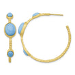 Cheryl M Sterling Silver Gold-plated Brushed and Hammered Lab Created Turquoise Post C-Hoop Earrings - Birthstone Company