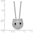 Cheryl M Sterling Silver Rhodium-plated Polished Black and White CZ Cat 16 Inch with 2 Inch Extension Necklace - Birthstone Company