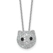 Cheryl M Sterling Silver Rhodium-plated Polished Black and White CZ Cat 16 Inch with 2 Inch Extension Necklace - Birthstone Company