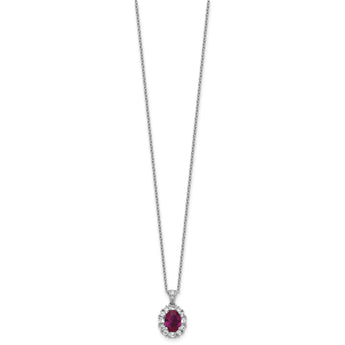 Lab-Created Ruby & Cubic Zirconia Necklace in Sterling Silver, 18 Inch