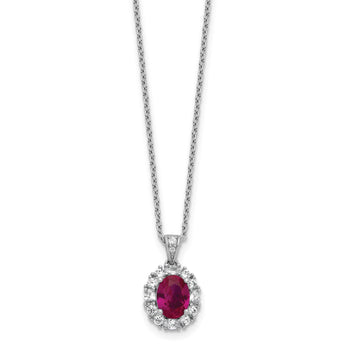 Lab-Created Ruby & Cubic Zirconia Necklace in Sterling Silver, 18 Inch
