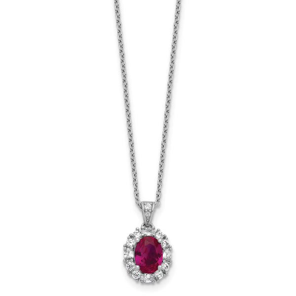 Lab-Created Ruby & Cubic Zirconia Necklace in Sterling Silver, 18 Inch