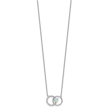 Cubic Zirconia & Lab-Created Opal Circles Heart Necklace in Sterling Silver, 18 Inch