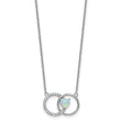 Cubic Zirconia & Lab-Created Opal Circles Heart Necklace in Sterling Silver, 18 Inch