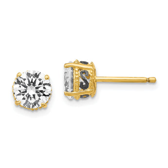 Cheryl M Sterling Silver Gold-plated with Black Rhodium Accent Brilliant-cut 6.5mm CZ Stud Post Earrings