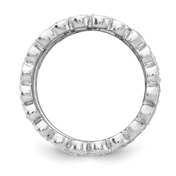 Cheryl M Sterling Silver Rhodium-plated Brilliant-cut CZ 5 Piece Eternity Ring Set - Birthstone Company