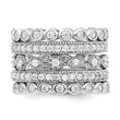 Cheryl M Sterling Silver Rhodium-plated Brilliant-cut CZ 5 Piece Eternity Ring Set