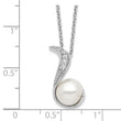 Cheryl M Sterling Silver Rhodium-plated Freshwater Cultured Pearl and Brilliant-cut CZ Swirl 18 Inch Necklace