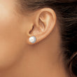 Cheryl M Sterling Silver Rhodium-plated White Freshwater Cultured Pearl and Brilliant-cut CZ Post Earrings - Birthstone Company