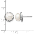 Cheryl M Sterling Silver Rhodium-plated White Freshwater Cultured Pearl and Brilliant-cut CZ Post Earrings - Birthstone Company