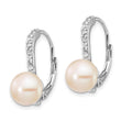 Cheryl M Sterling Silver Rhodium-plated Freshwater Cultured Pearl and Brilliant-cut CZ Leverback Earrings - Birthstone Company