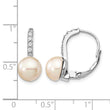 Cheryl M Sterling Silver Rhodium-plated Freshwater Cultured Pearl and Brilliant-cut CZ Leverback Earrings - Birthstone Company