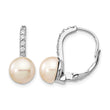 Cheryl M Sterling Silver Rhodium-plated Freshwater Cultured Pearl and Brilliant-cut CZ Leverback Earrings - Birthstone Company