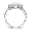 Cheryl M Sterling Silver Rhodium-plated Cabochon Lab Created Opal and Brilliant-cut CZ Halo Ring