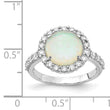 Cheryl M Sterling Silver Rhodium-plated Cabochon Lab Created Opal and Brilliant-cut CZ Halo Ring