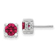 Cheryl M Sterling Silver Rhodium-plated Brilliant-cut 6.5mm Lab Created Ruby and Brilliant-cut White CZ Stud Post Earrings