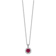 Cheryl M Sterling Silver Rhodium-plated Brilliant-cut Lab Created Ruby and Brilliant-cut/Baguette-cut White CZ 18 Inch Necklace