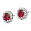 Cheryl M Sterling Silver Rhodium-plated Brilliant-cut Lab Created Ruby and Brilliant-cut/Baguette-cut White CZ Post Earrings - Birthstone Company
