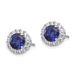 Cheryl M Sterling Silver Rhodium-plated Brilliant-cut Lab Created Dark Blue Spinel and Brilliant-cut White CZ Round Halo Post Earrings - Birthstone Company