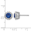 Cheryl M Sterling Silver Rhodium-plated Brilliant-cut Lab Created Dark Blue Spinel and Brilliant-cut White CZ Round Halo Post Earrings - Birthstone Company