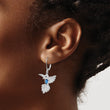 Cheryl M Sterling Silver Rhodium-plated Brilliant-cut Lab Created Dark Blue Spinel and Brilliant-cut White CZ Hummingbird Leverback Dangle Earrings - Birthstone Company