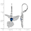 Cheryl M Sterling Silver Rhodium-plated Brilliant-cut Lab Created Dark Blue Spinel and Brilliant-cut White CZ Hummingbird Leverback Dangle Earrings - Birthstone Company