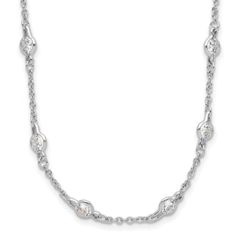Cheryl M Sterling Silver Rhodium-plated Brilliant-cut Round CZ 42 Station 36 Inch Necklace