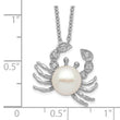 Cheryl M Sterling Silver Rhodium-plated Freshwater Cultured Pearl and Brilliant-cut CZ Crab 18 Inch Necklace