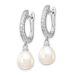 Cheryl M Sterling Silver Rhodium-plated Freshwater Cultured Pearl and Brilliant-cut CZ Dangle Earrings - Birthstone Company