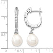 Cheryl M Sterling Silver Rhodium-plated Freshwater Cultured Pearl and Brilliant-cut CZ Dangle Earrings - Birthstone Company