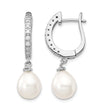 Cheryl M Sterling Silver Rhodium-plated Freshwater Cultured Pearl and Brilliant-cut CZ Dangle Earrings - Birthstone Company