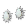 Cheryl Sterling Silver Teardrop Halo Earrings with Opal & CZ Stone - Birthstone Company