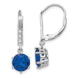 Sterling Silver Blue Spinel & White CZ Dangle Earrings, Rhodium-Plated, Gift-Ready